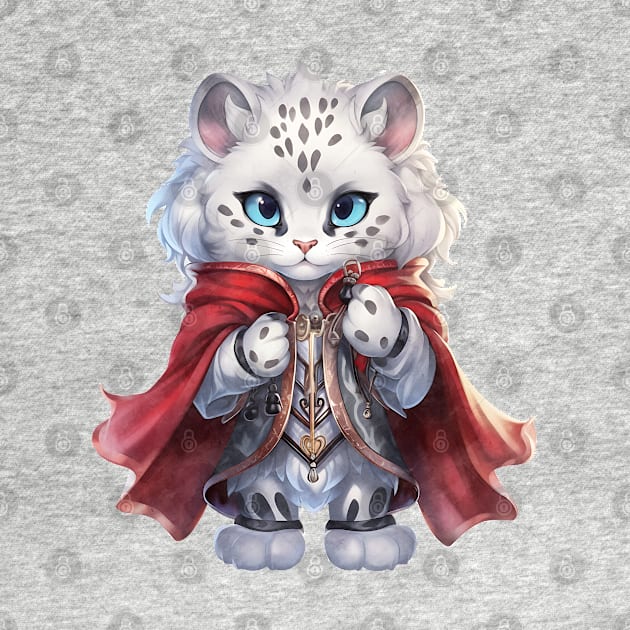 Cartoon Snow Leopard in Dracula Costume by Chromatic Fusion Studio